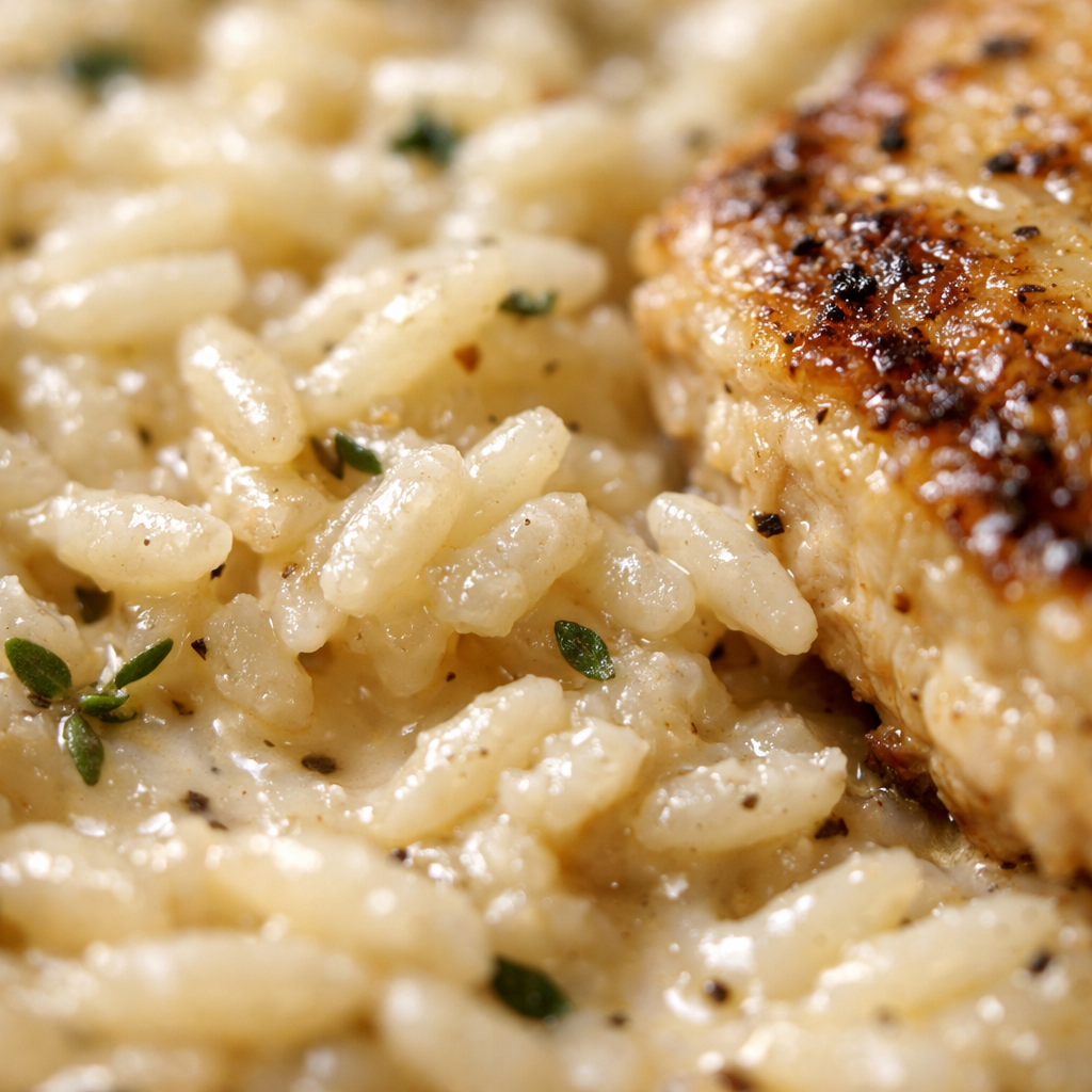 Creamy Chicken and Rice One Pot cooking process