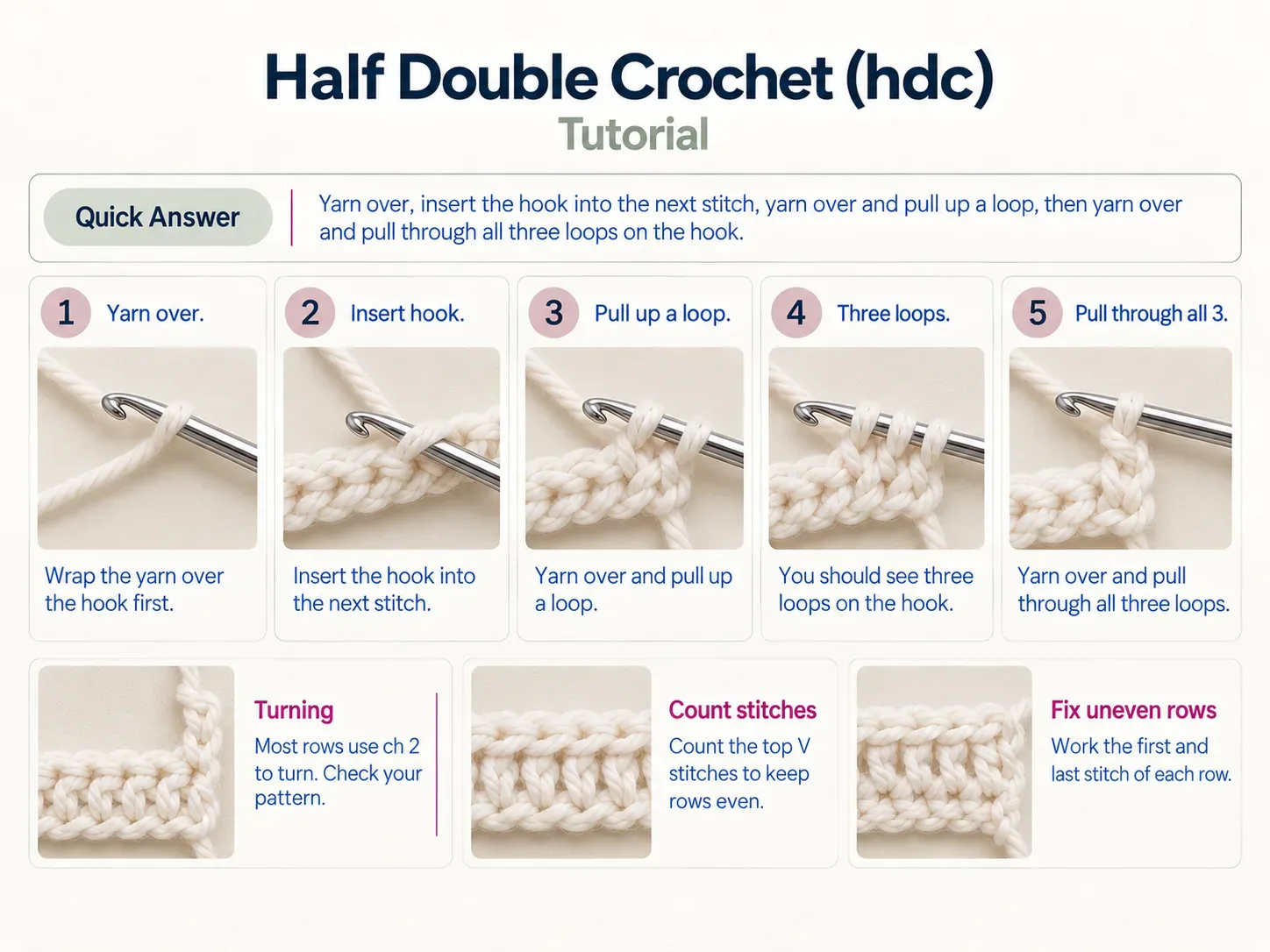 Half Double Crochet (hdc) Tutorial