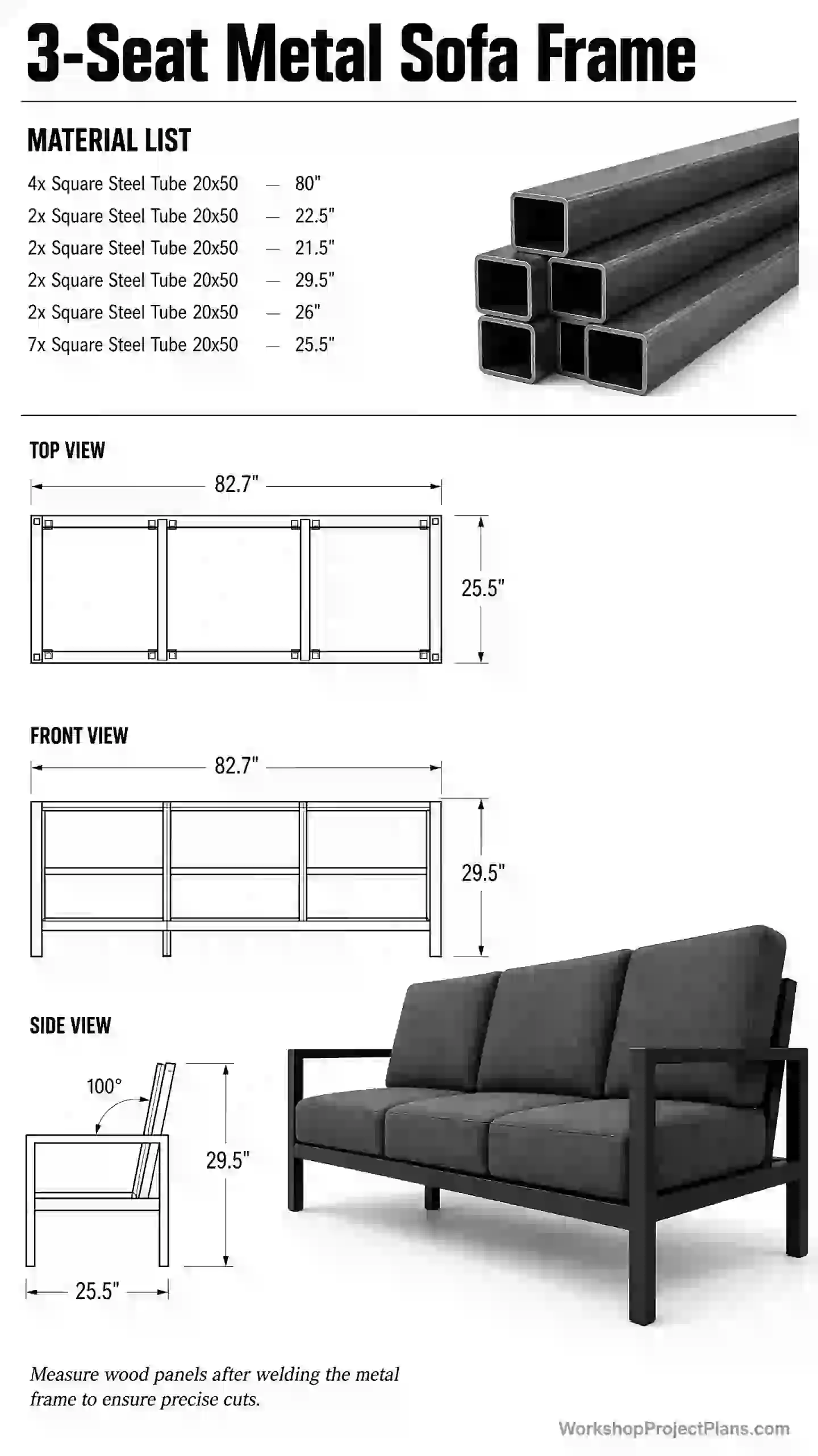 3-Seat Sofa Frame