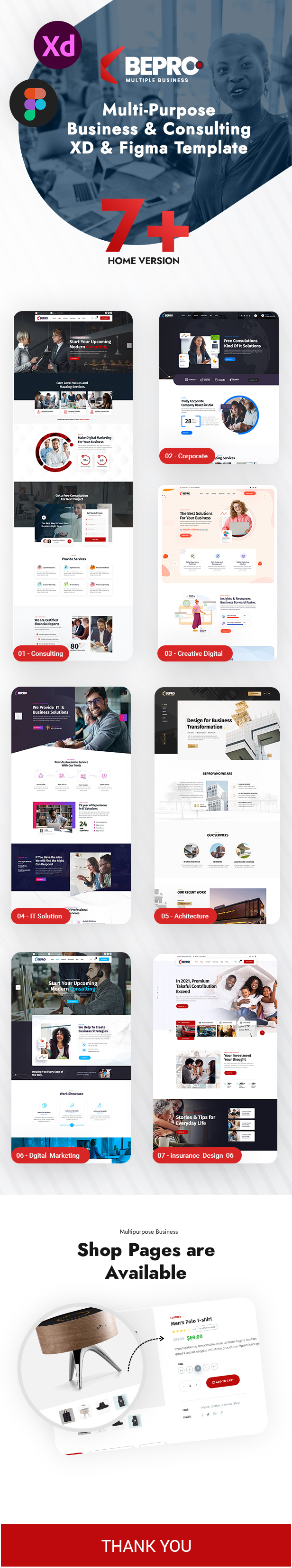 Bepro - Multi-Purpose Business & Consulting | XD & Figma Template