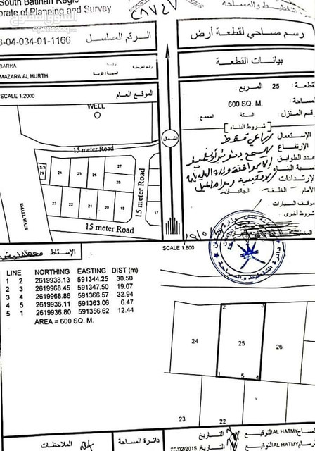 ارض زراعية مميزة في بركاء مزرع الحرث رقم القطعة 25
