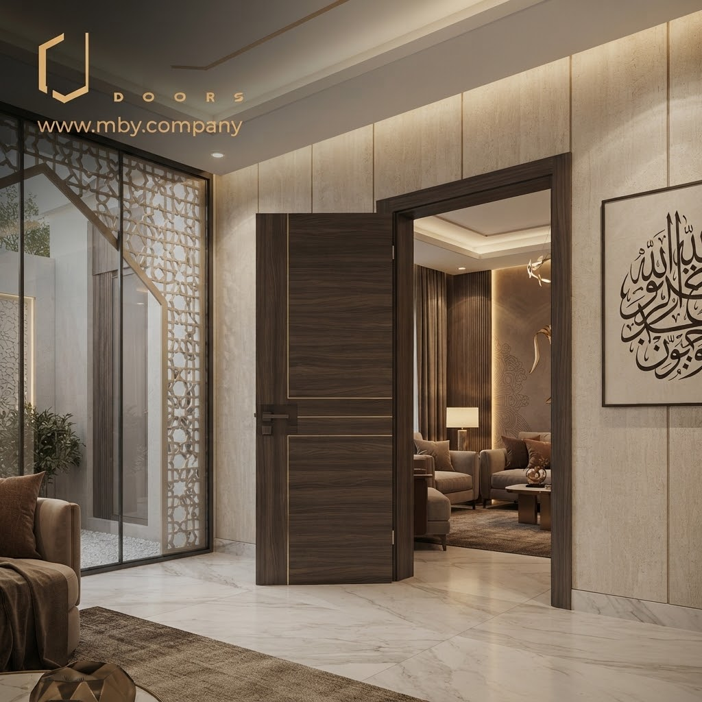 ابواب WPC دخلية بتصميم عصري في منزل سعودي 
