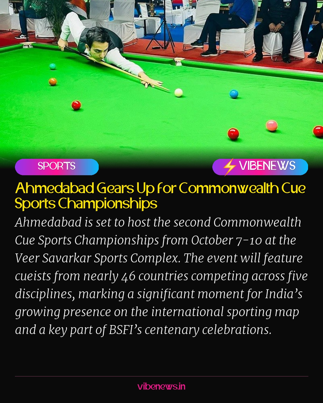Ahmedabad Gears Up for Commonwealth Cue Sports Championships