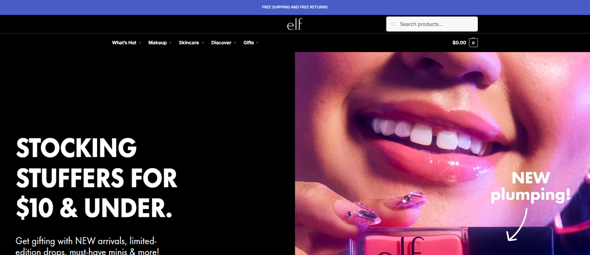 Screenshot of elfcosmeticcs.com