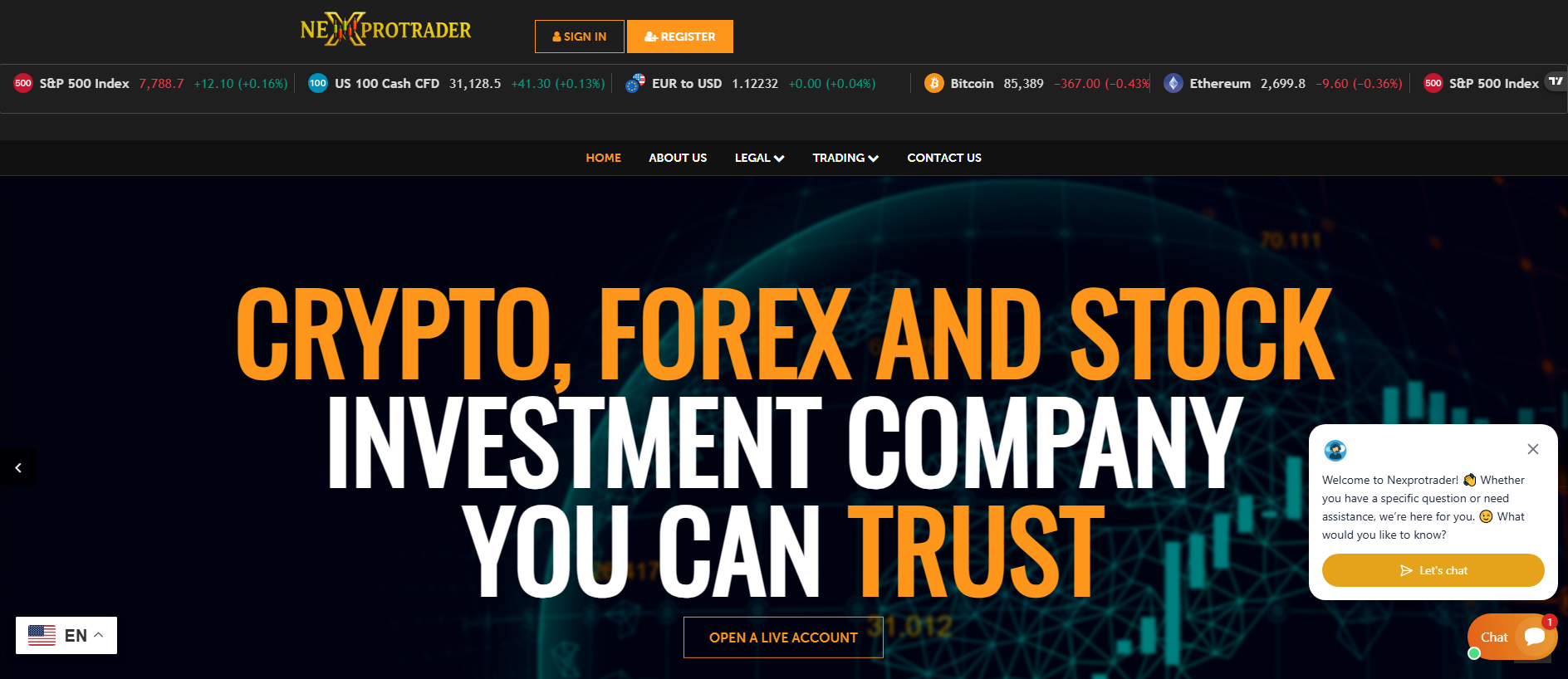 Stored capture of nexprotrader.live