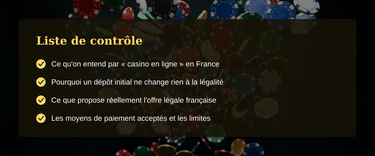 Casino en ligne sans dépôt : ce que tu dois comprendre avant de jouer en France — Liste de contrôle