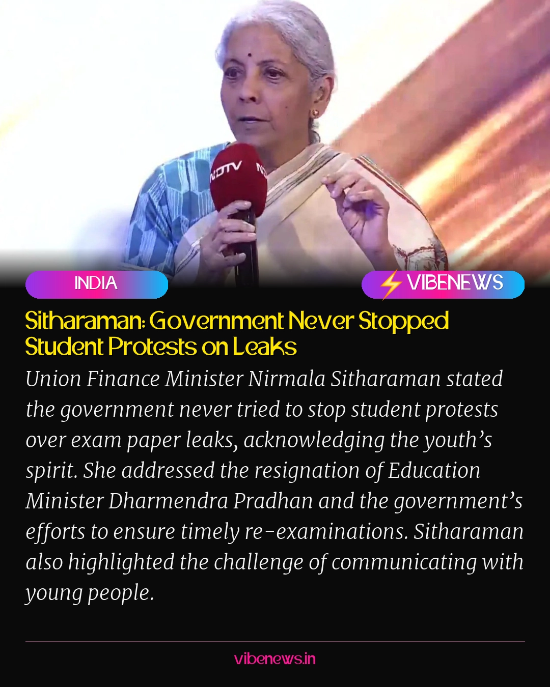 Sitharaman: Government Never Stopped Student Protests on Leaks