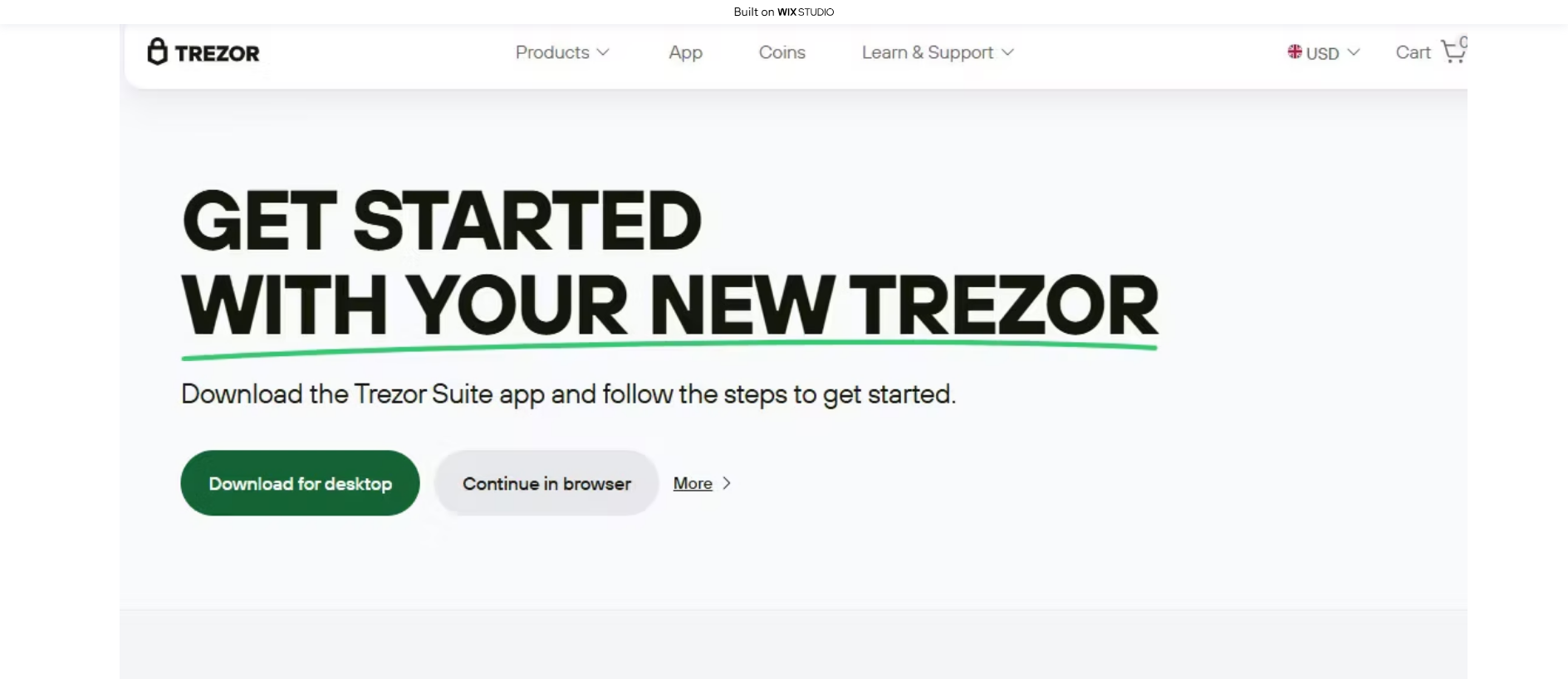 Stored capture of trezxosuite-eng.wixstudio.com