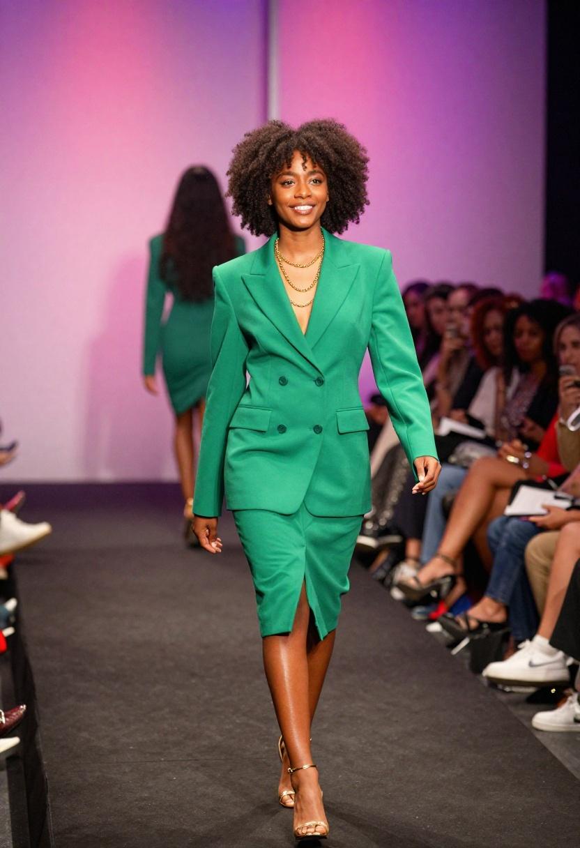 Emerald blazer dress commanding attention at a speed dating event
