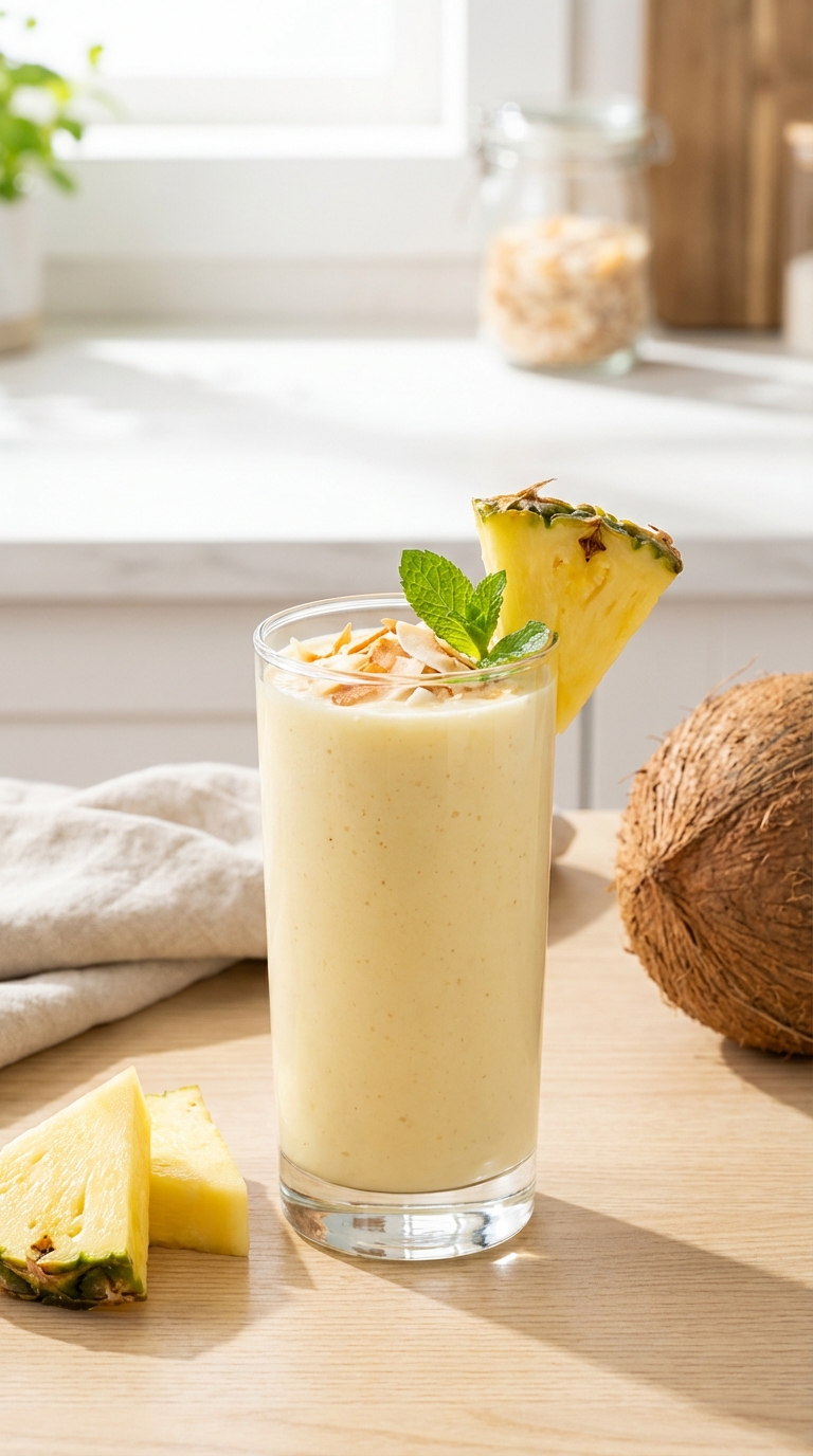 Creamy Coconut Pineapple Oasis — A Mini Vacation in a Glass