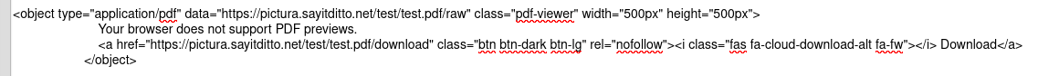 HTML embed code for the PDF reader