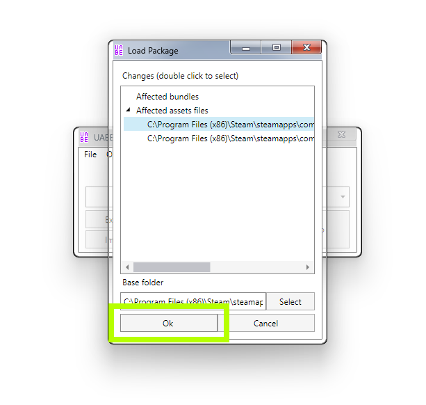 Applying the game data folder Applying the game data folder