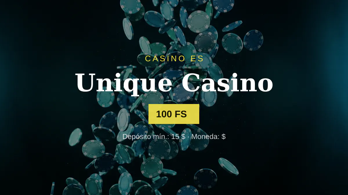 Unique Casino — bono de bienvenida 200% hasta 500 $ + 100 FS, pagos: Visa, Mastercard, Bizum, Neosurf, ecoPayz