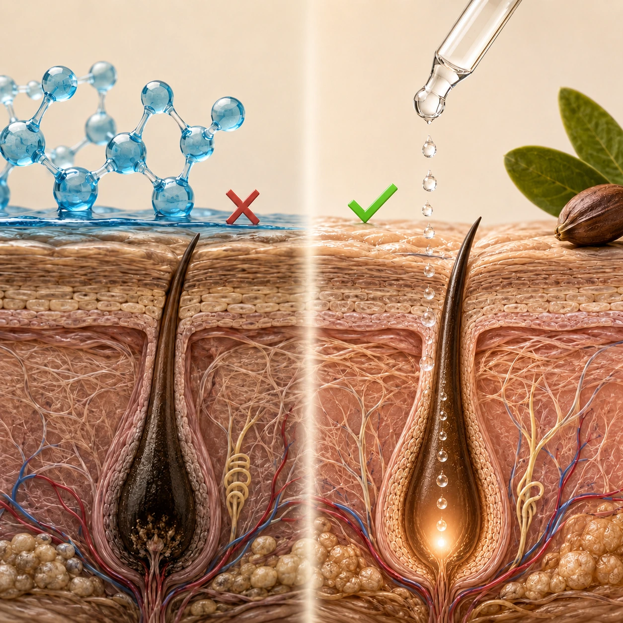 Comparativa penetracion peptidos vs jojoba