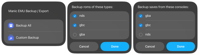Manic Backup/Export