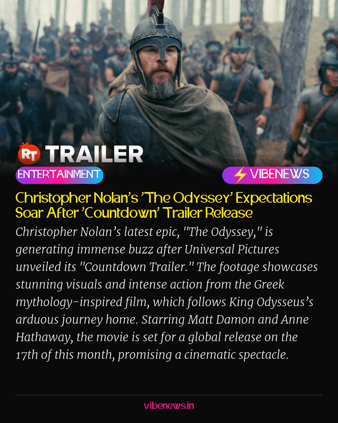 Christopher Nolan’s ‘The Odyssey’ Expectations Soar After ‘Countdown’ Trailer Release
