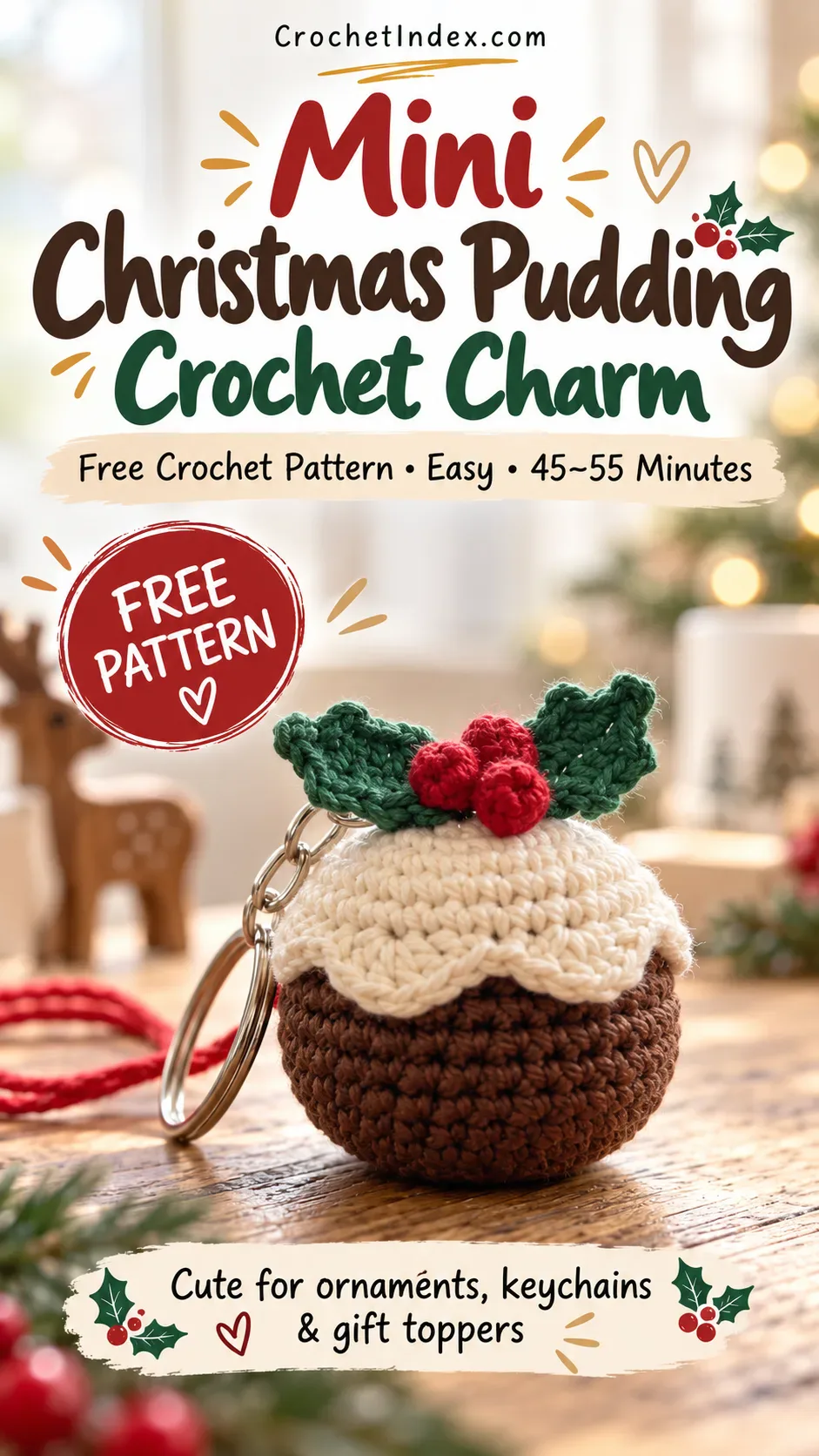 Mini Christmas Pudding Crochet Charm Pinterest pin