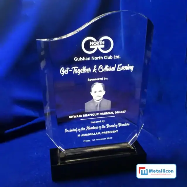 K9 Laser Engraved Crystal Crest Sponsored Award