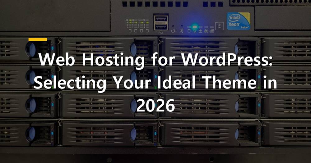 WordPress theme selection on a laptop with web hosting code in the background