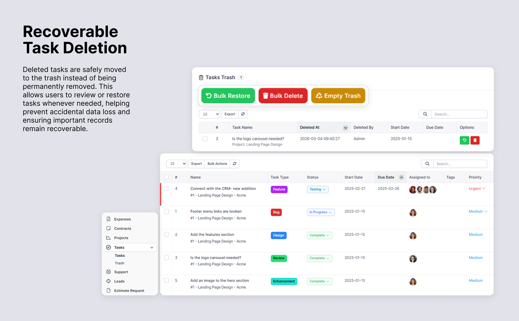 Project Management Enhancements Module for Perfex CRM