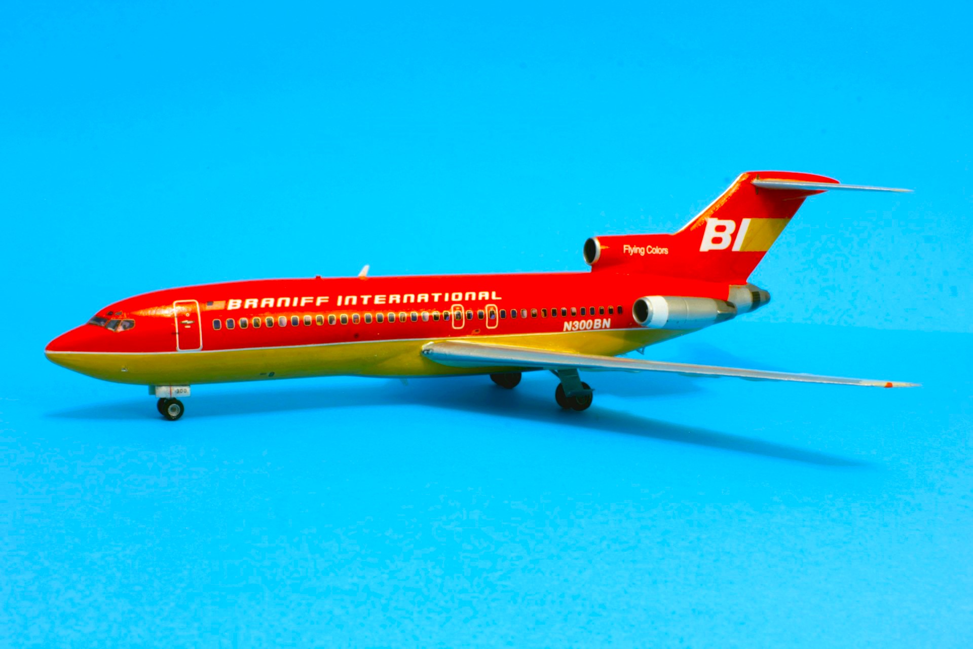 Avion Miniature HERPA Boeing 727-100 Braniff International, échelle 1/500
