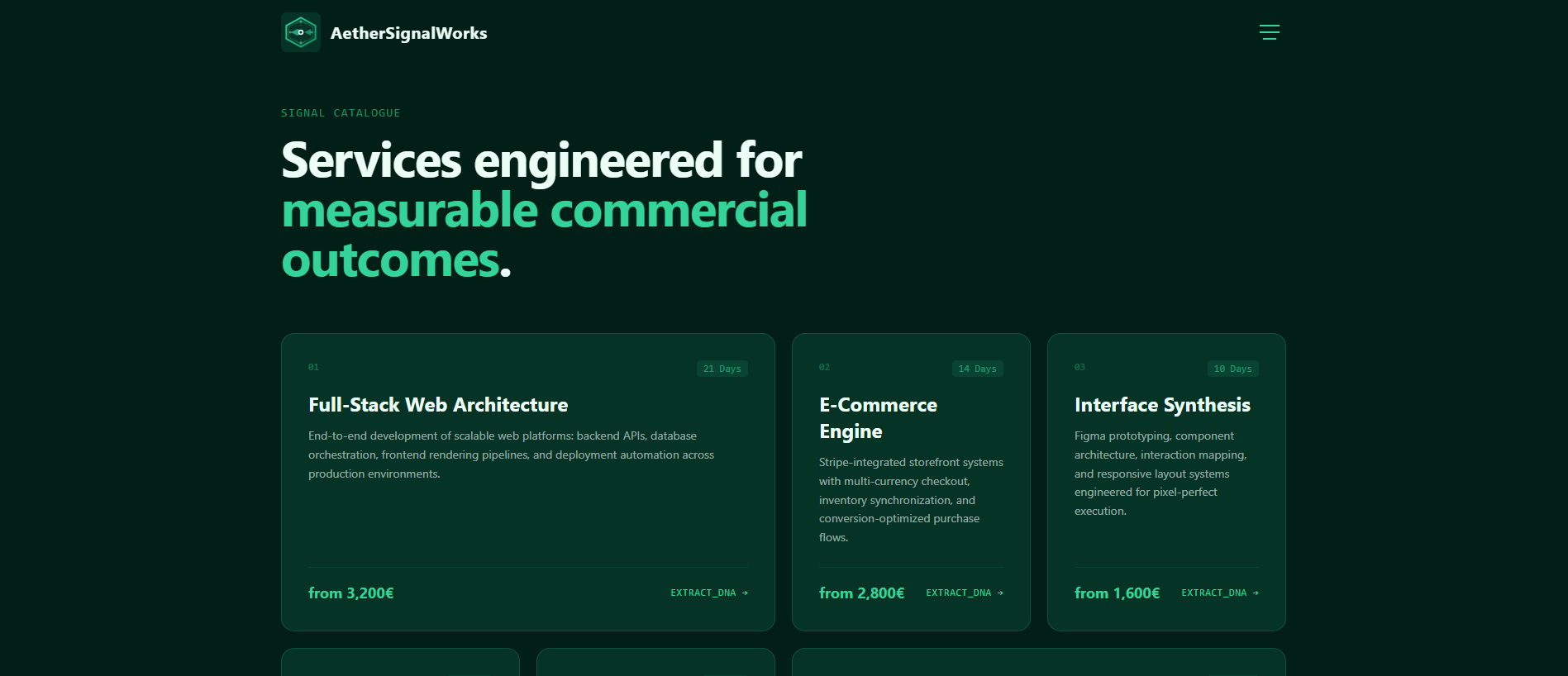 Screenshot of aethersignalworks.com