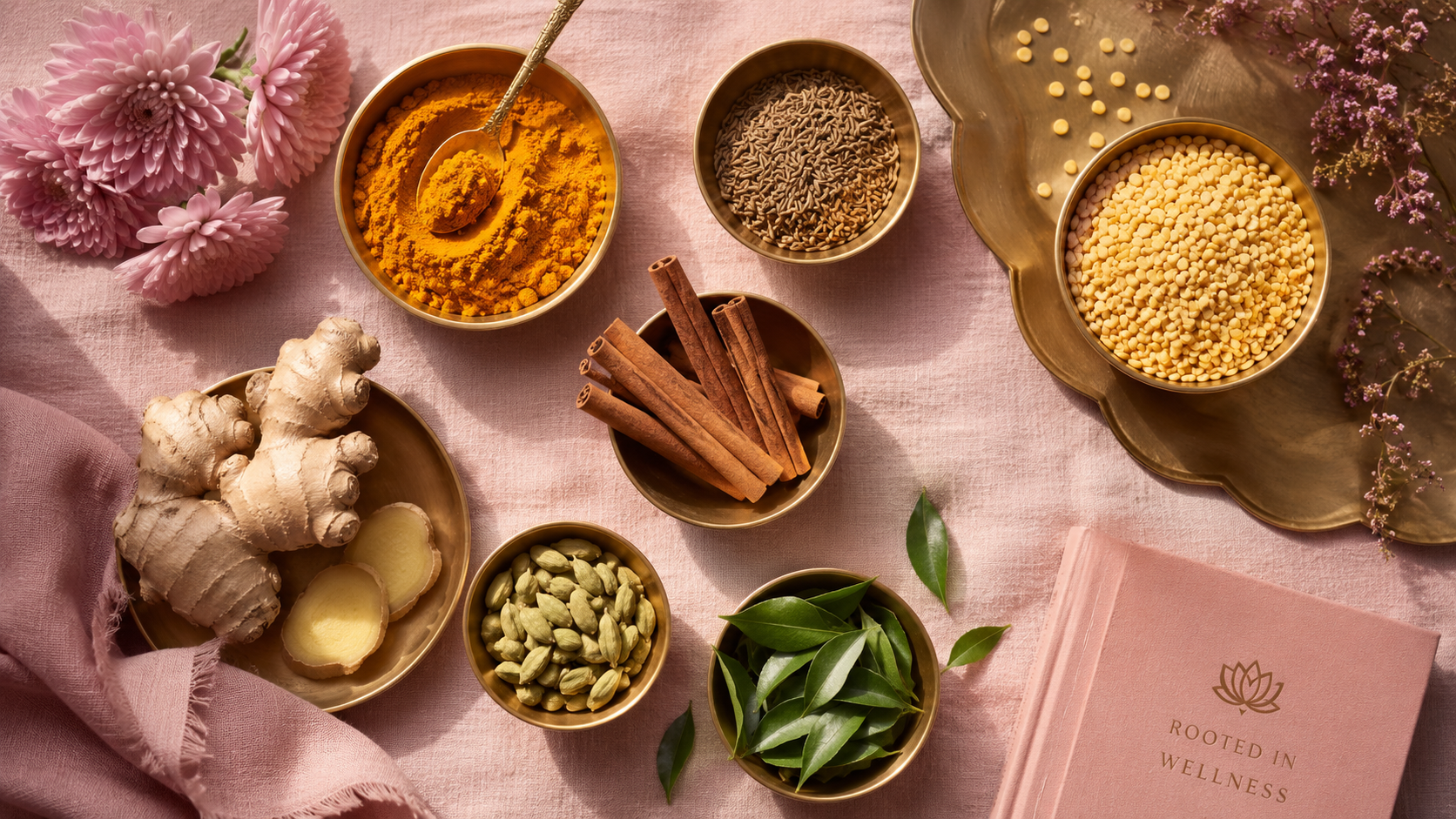 Anti-inflammatory Indian spices โ turmeric, cumin, ginger, cardamom, moong dal