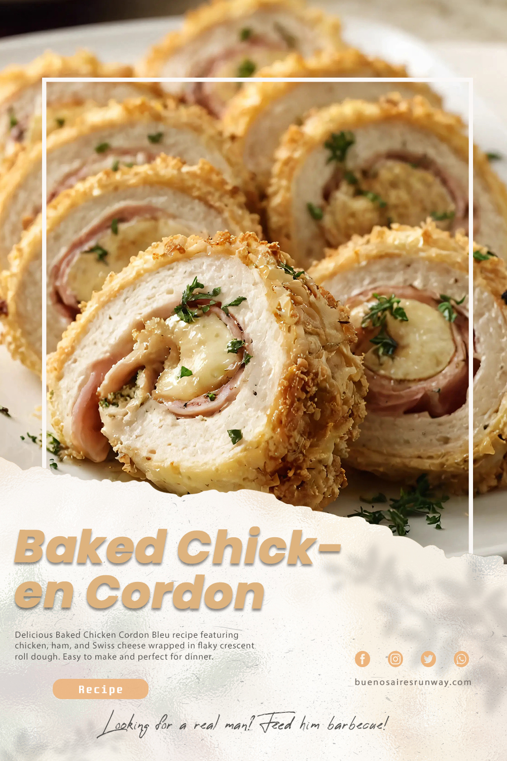 Baked Chicken Cordon Bleu卷Recipe