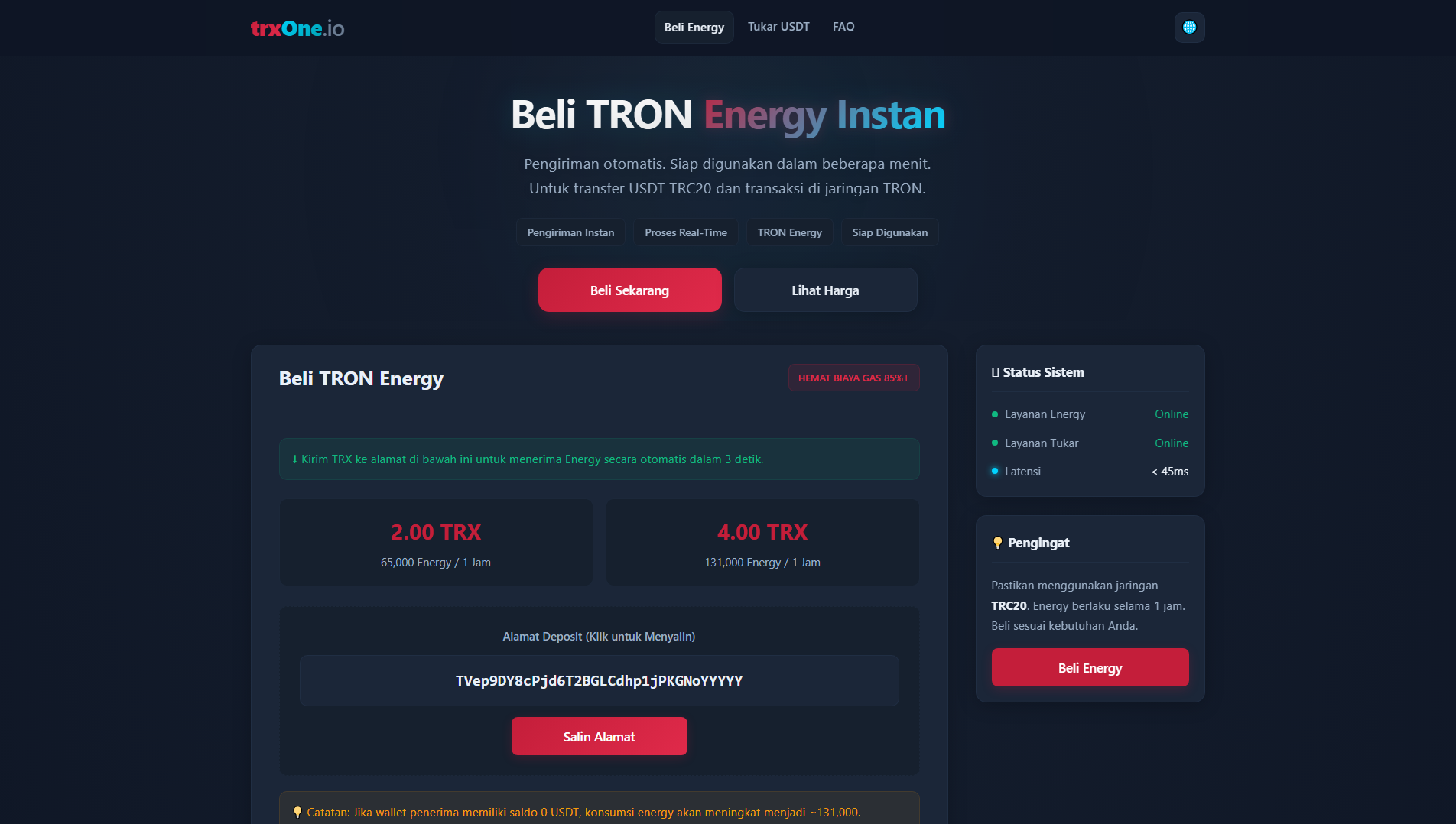 Screenshot of trxone.io