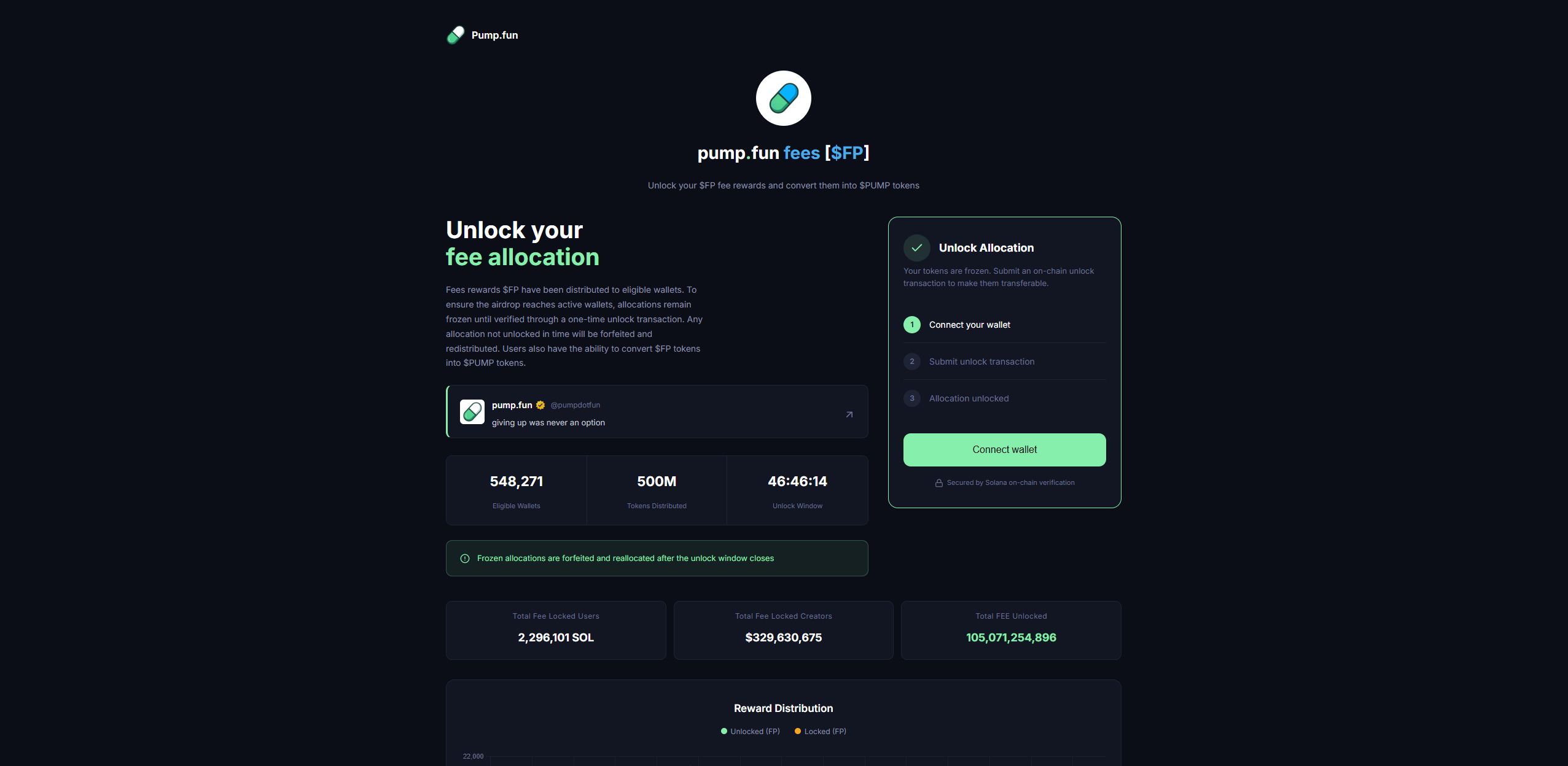 Screenshot of pump-fee.fun
