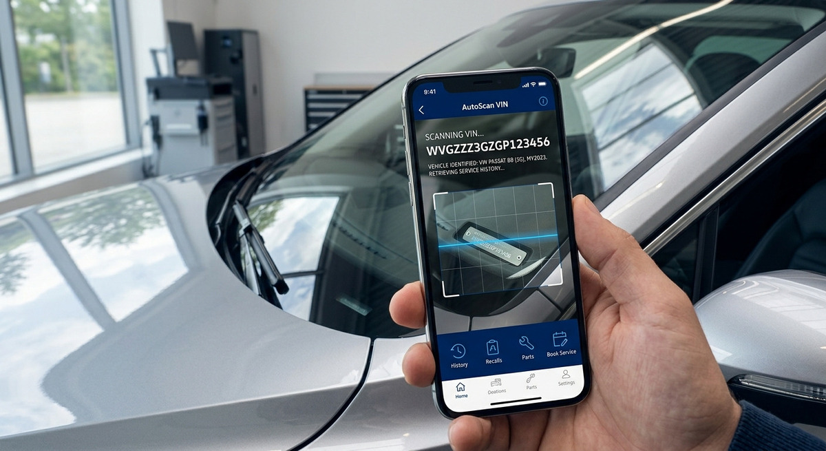 ������� ������������ VIN-���� �� ������� ������ VW Passat B8 � ������� ���������� ����������.