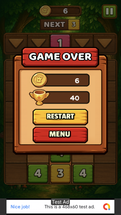 Forest Number Merge - Android Studio Puzzle Game with AdMob Ads - 2