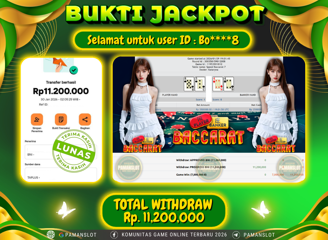 PAMANSLOT JACKPOT Game Live Games PP-Baccarat Rp.11,200,000- LUNAS
