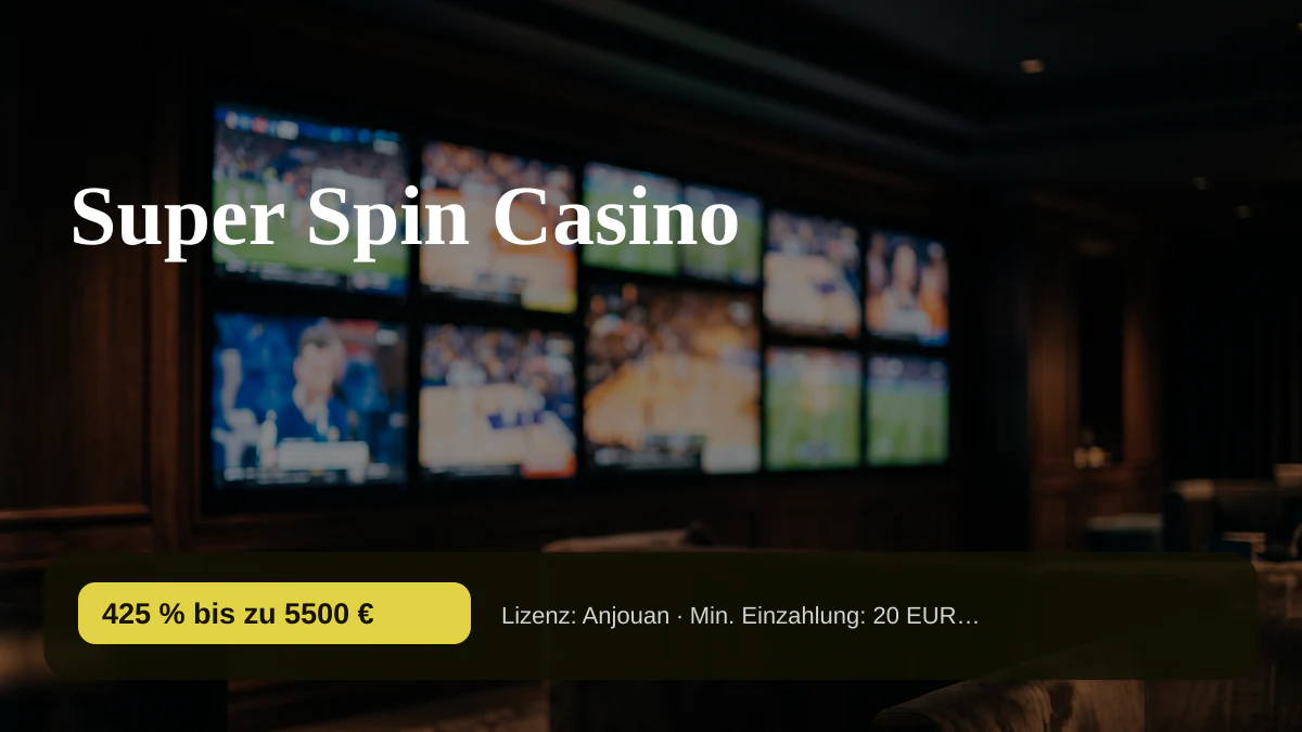 Super Spin Casino — Willkommensbonus 425 % bis zu 5500 € + 525 FS, Zahlungen: Visa, Mastercard, Sofort, Interac, Apple Pay