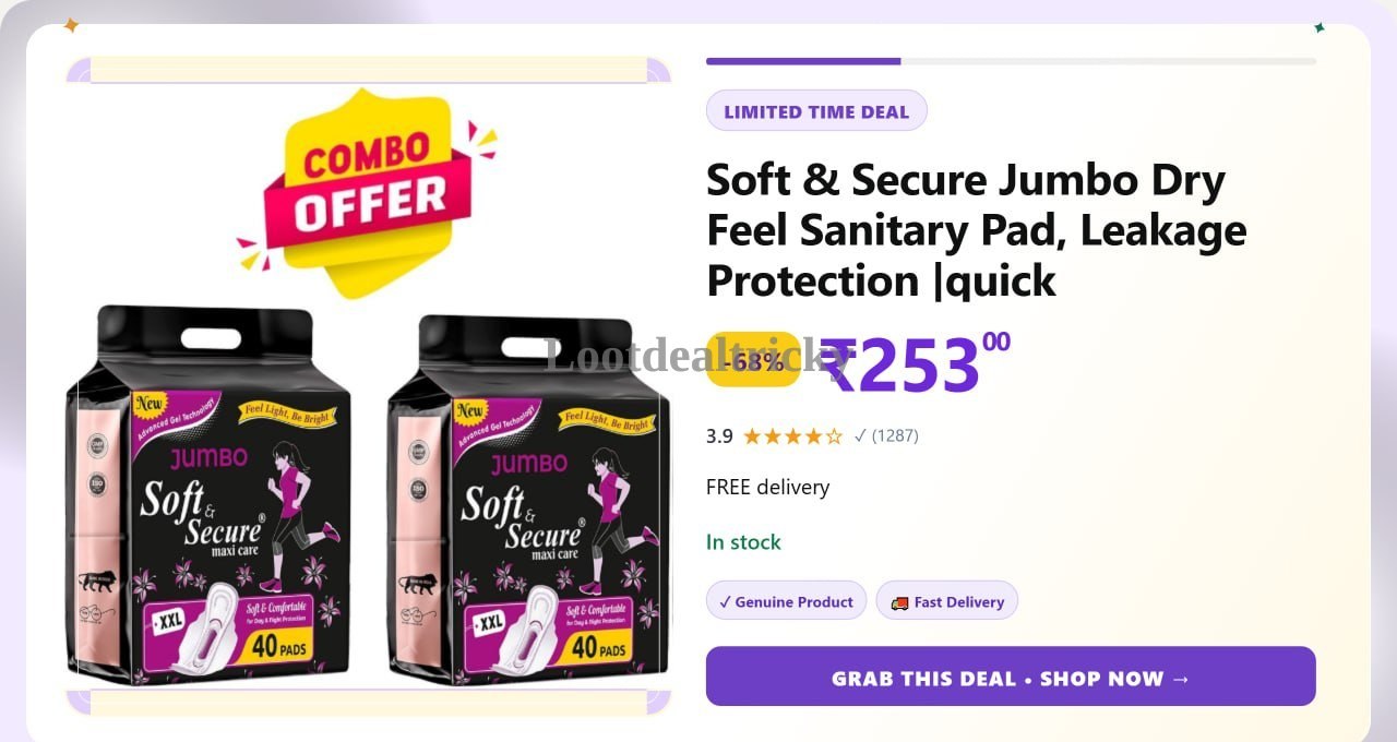 soft Secure Sanitary – Just ₹253 | Exclusive Sale Discount soft Secure Sanitary – Just ₹253 | Exclusive Sale Discount