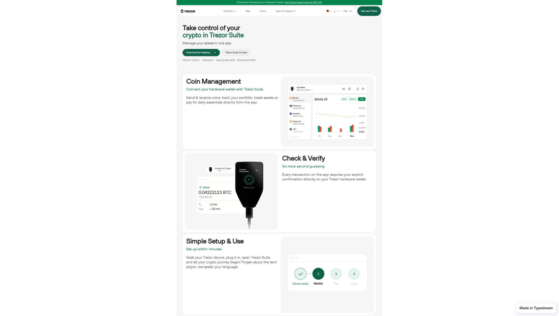 Stored capture of faq-trezursuite-auth.typedream.app