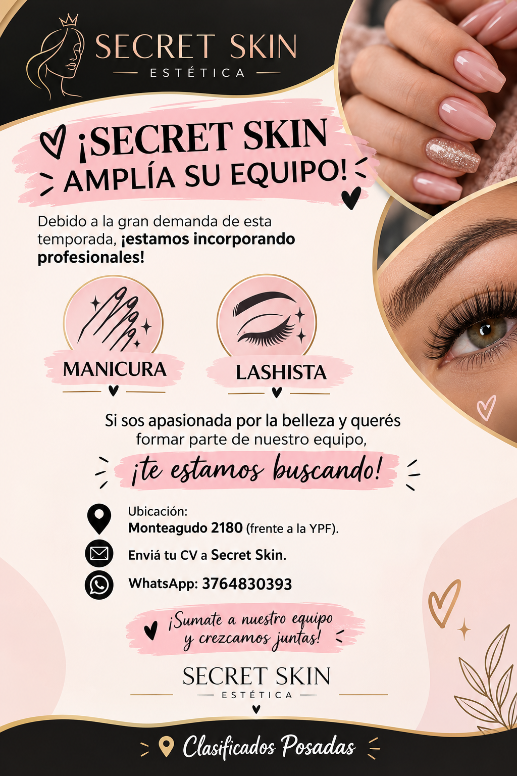 Se busca Lashista y Manicura en Posadas