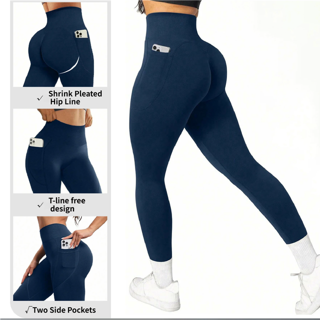 S Size Pink Breathable High-Waist Ruched Butt-Lift Yoga Leggings - Dual Pockets & No Front T - LineNaked-Feel Performance Tights for Gym, Running & Pilates