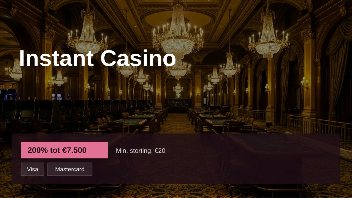 Instant Casino — welkomstbonus 200% tot €7.500 + 25 FS, betalingen: Visa, Mastercard, Sofort, Giropay, Pix