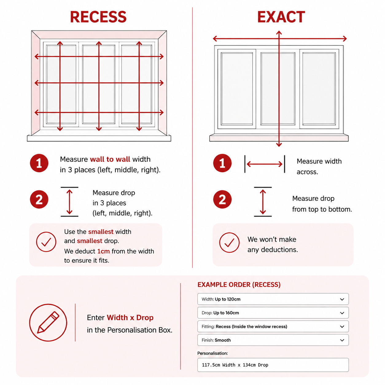 How to measure and order made to measure faux wood Venetian blinds
