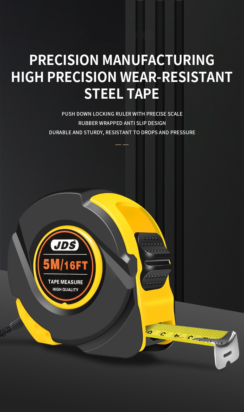7.5M Heavy Duty Steel Tape Measure - Metric & Imperial Dual Scale - High Carbon Steel Blade, Anti-Slip ABS+TPR Casing, Push-Button Lock, Wear-Resistant for Construction & DIY
