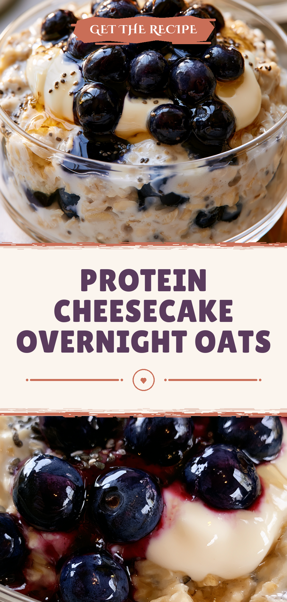 Pinterest graphic for Protein Cheesecake Overnight Oats