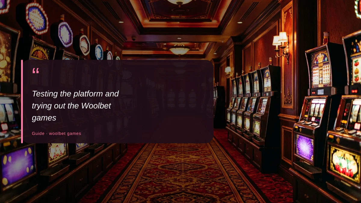 Testing the platform and trying out the Woolbet games