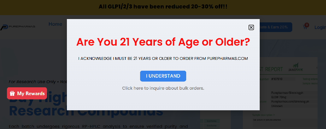 Screenshot of purepharmas.com