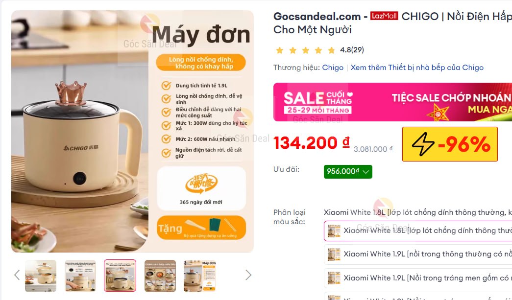 CHIGO | Nồi Điện Hấp Và Nấu Đa Năng Dành Cho Một Người
