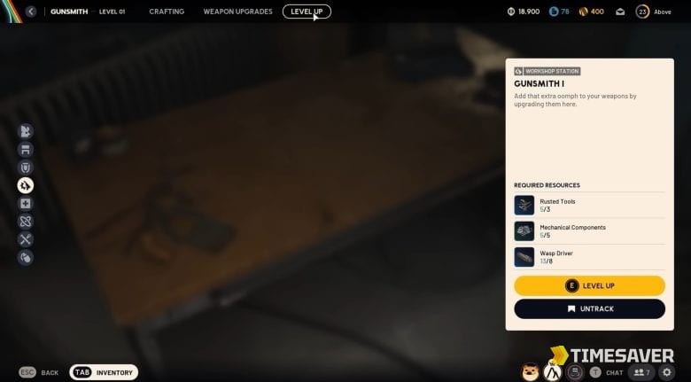ARC Raiders Gunsmith workshop station in Speranza — level it up to fit Tier I-III weapon mods
