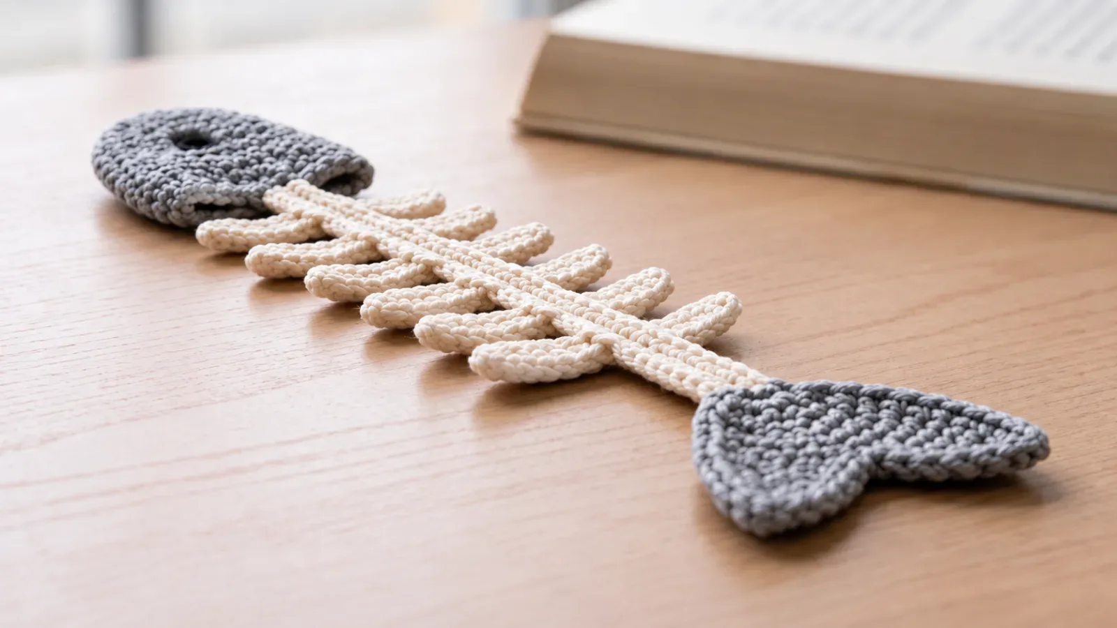 Crochet Fishbone Bookmark close-up preview