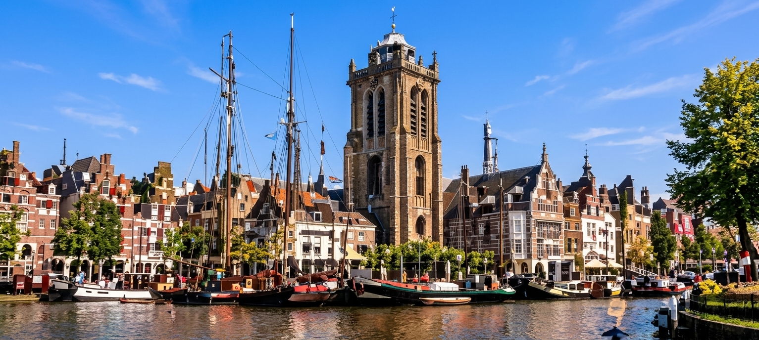 Schepen in de historische museumhaven van Dordrecht