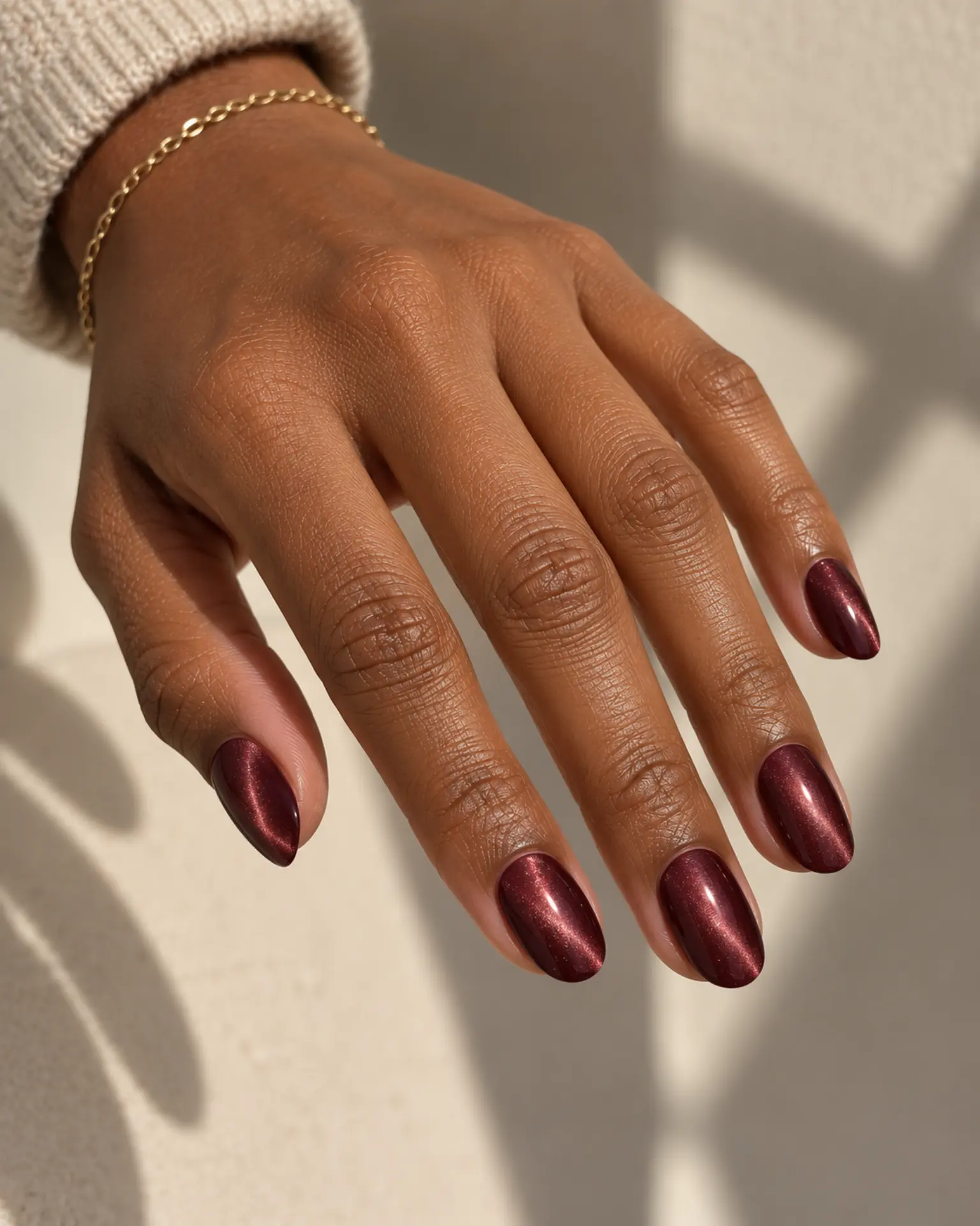 Winter Velvet Cat-Eye manicure inspiration for winter nail ideas