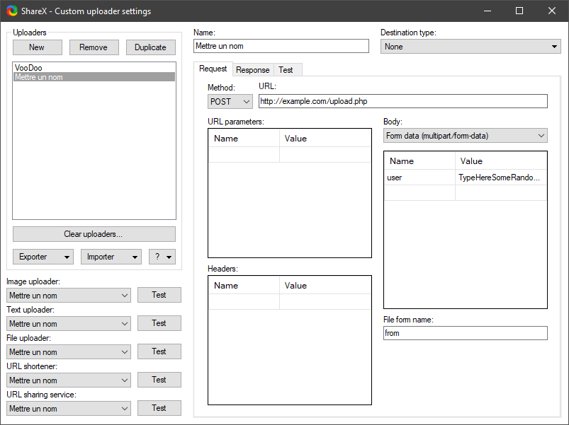 Aperçu en image de la configuration de ShareX